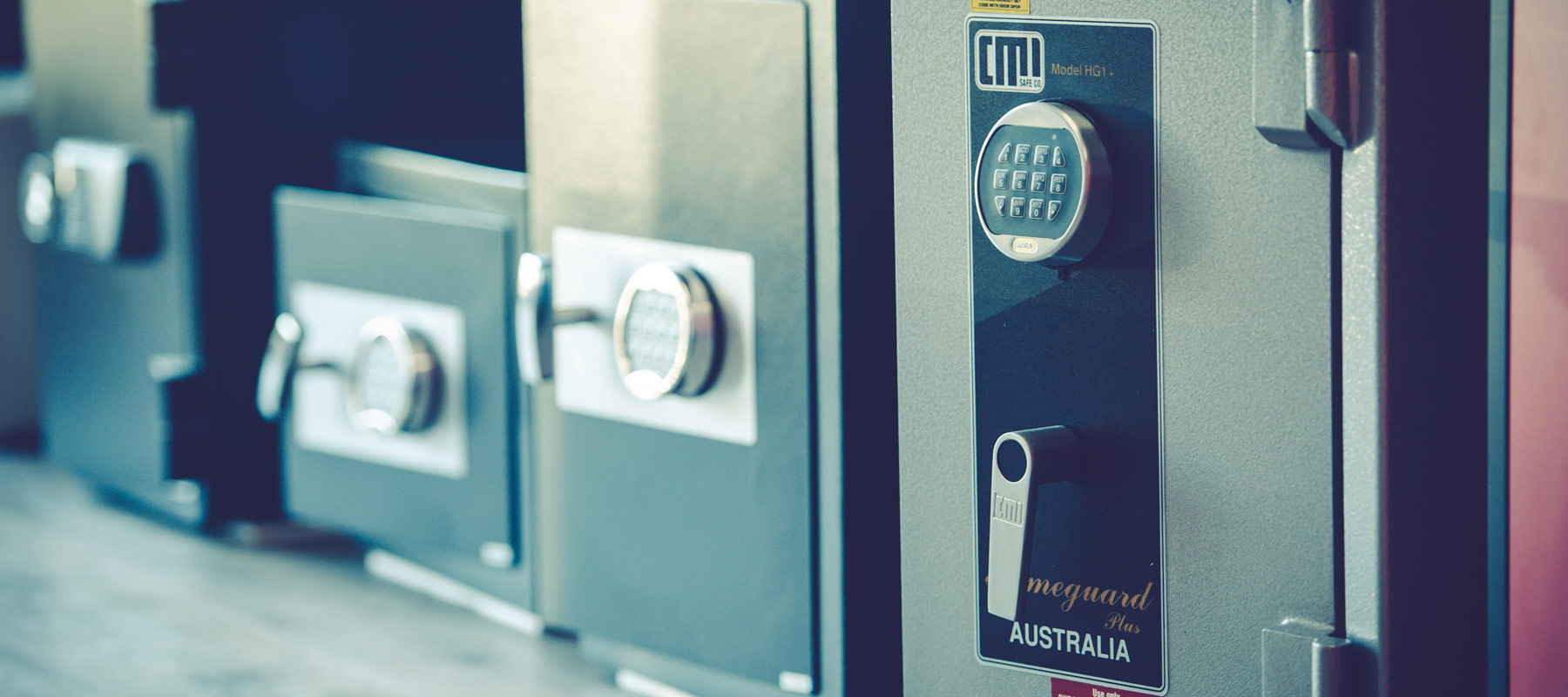 A range of safes in a row